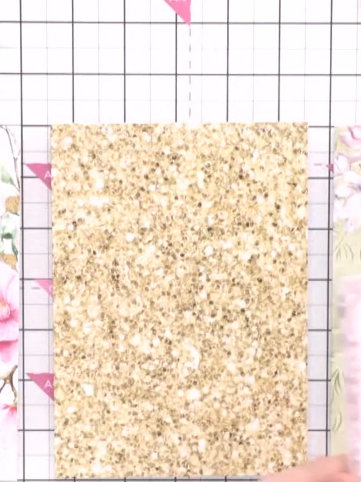 Step 1: Select three card blanks from the Magnolia collection in colours that appeal to you. Lay them out on your craf