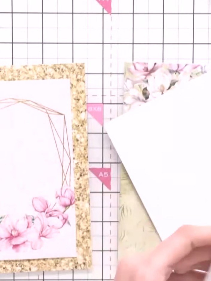 Step 3: Attach the decorative topper to the card blank using foam pads. Position the topper centrally on the card fron