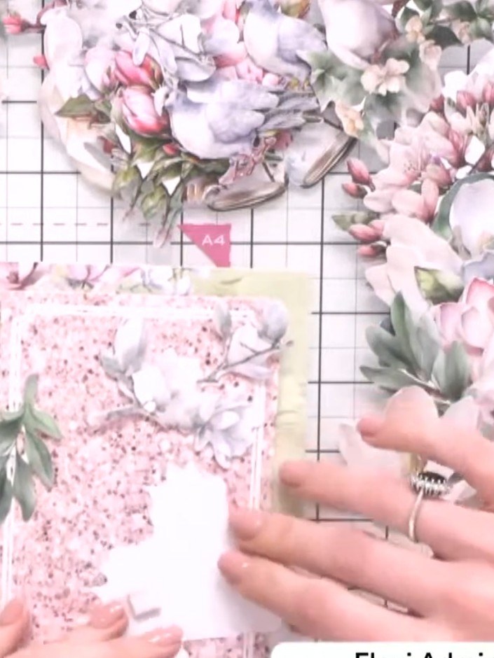 Step 5: Adhere the stamped floral tag to the card front using foam pads to create dimension. Position it centrally ove
