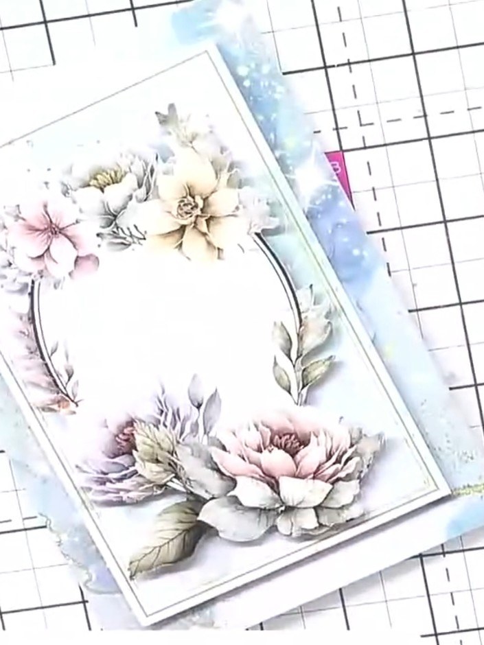 Step 10: Review your finished card and make any final adjustments to the positioning of the floral topper and embellish