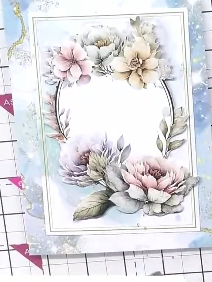 Step 4: Stick the padded topper onto the centre of the card blank, positioning it carefully to ensure even spacing aro