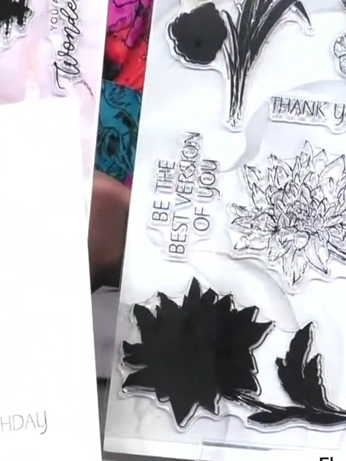 Step 1: Stamp the reflection portion of the stamp onto your white card using black ink. The reflection image shows the