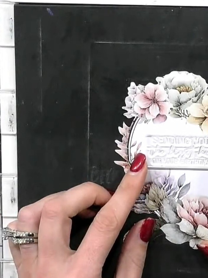 Step 8: Position the finished shaped floral card onto your work surface. You can mount this onto a standard card blank