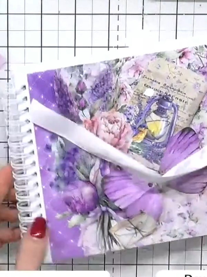 Step 2: Select a patterned paper from the Cereal Love Collection featuring purple butterflies and florals. Cut the pap