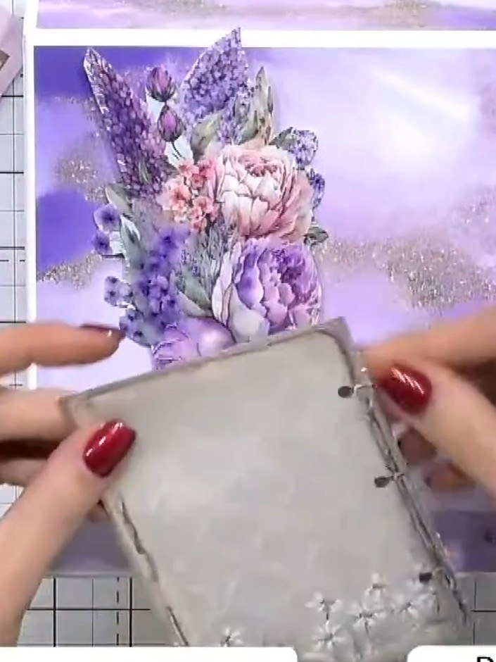 Step 4: Tear or cut a strip of vellum and position it down the side of your floral design. Glue the vellum strip in pl