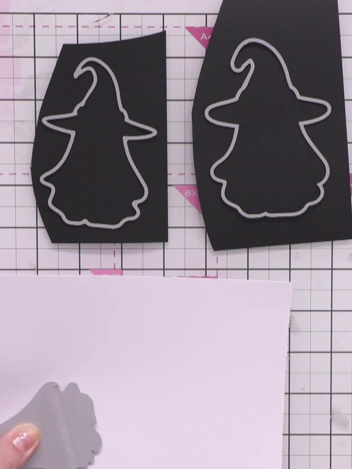 Step 2: Cut out the ghost die-cut shapes from black card stock to create the matten layer for your ghost design.