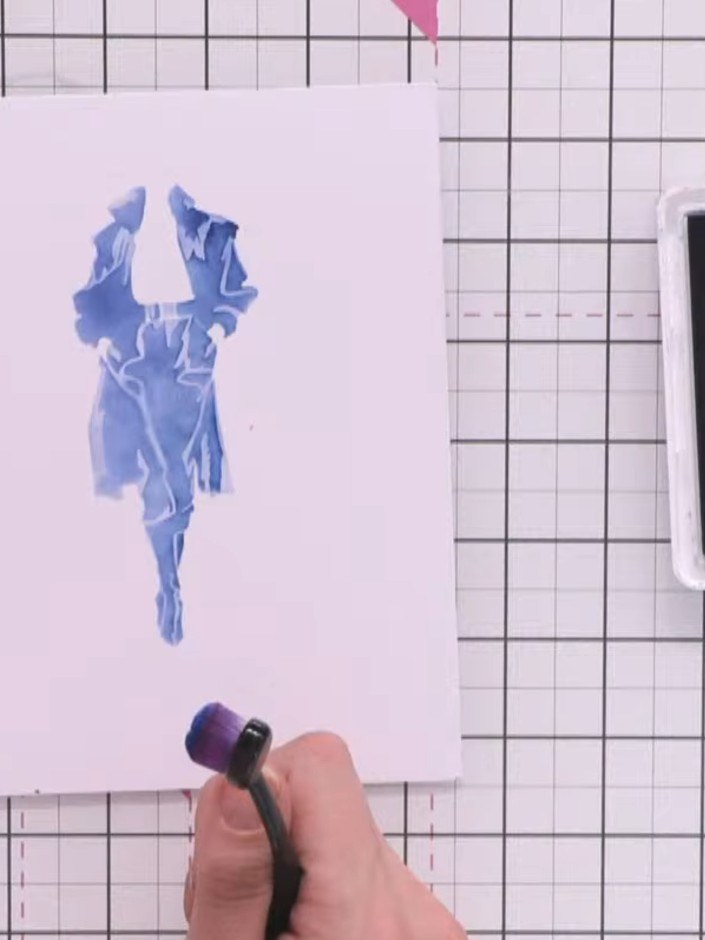 Step 5: Continue layering with stencils three, four and five. Press progressively harder with each layer. For stencil 