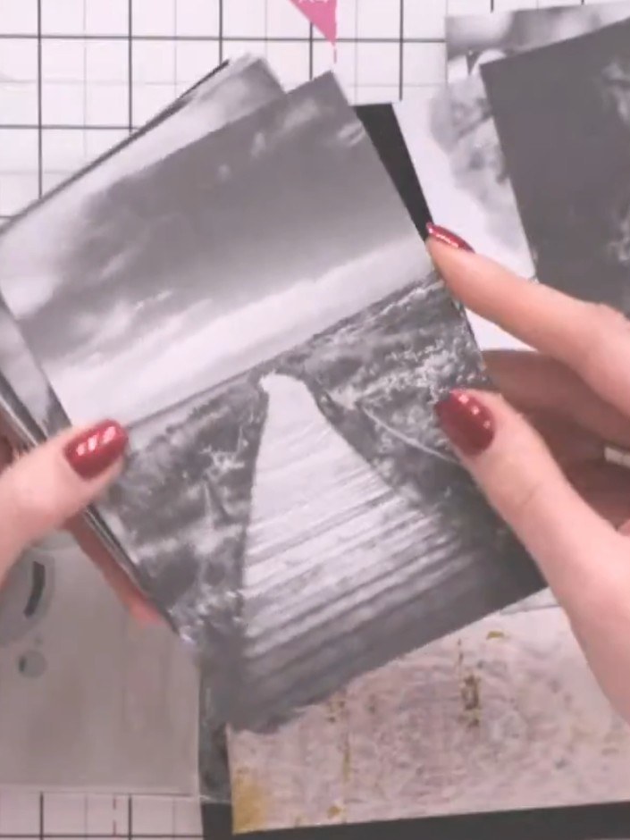 Step 1: Select a black and white postcard from the Pretty Little Things collection. Choose one with an image that appe