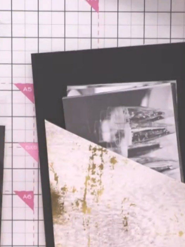 Step 5: Layer your completed postcard onto a black card base, positioning it to create an attractive border. The postc