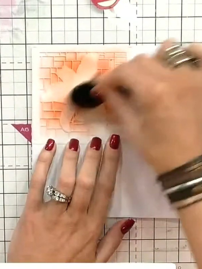 Step 7: Continue working through each numbered stencil in sequence, applying different ink colours to build up the sta