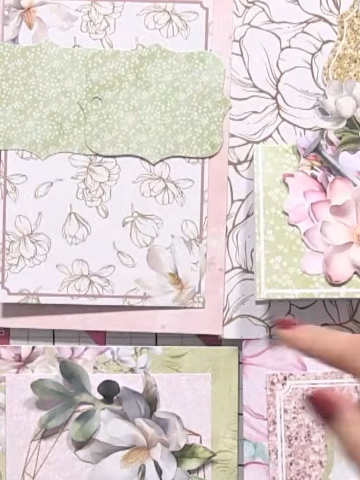 Step 10: Step back and review each finished card composition. Adjust any floral elements, toppers or embellishments unt