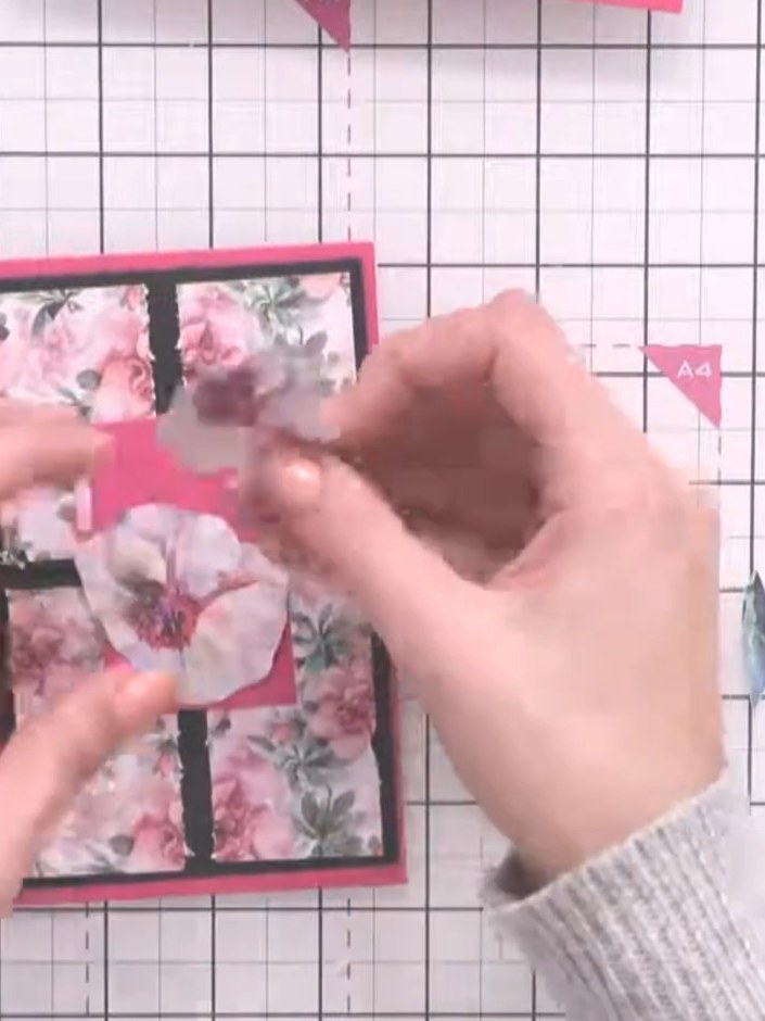 Step 6: Cut a small square of black card stock and adhere it to the centre of the card front, positioning it where the