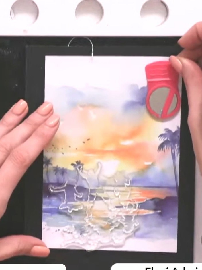 Step 4: Using a white gel pen, add a highlight to one side of the umbrella and other focal points in the stamped desig