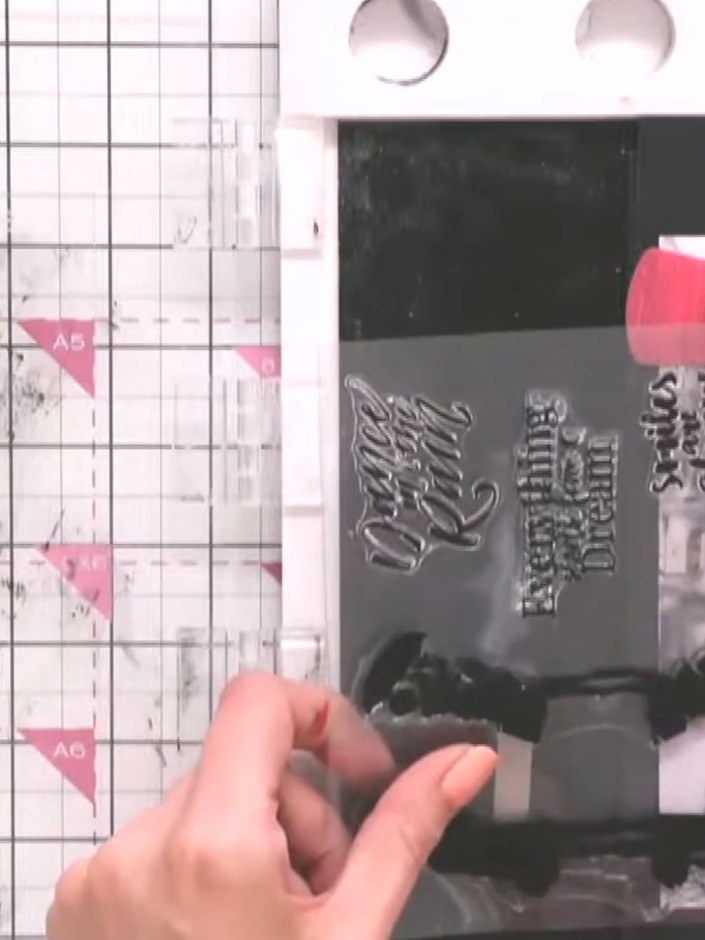 Step 3: Stamp the running figure in black ink onto your card, positioning it so part of the figure extends off the edg