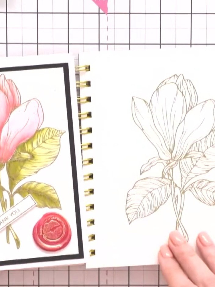Step 1: Select a design from the Stamps By Me Hot Foiled Colouring Book. You can either tear out the page or leave it 