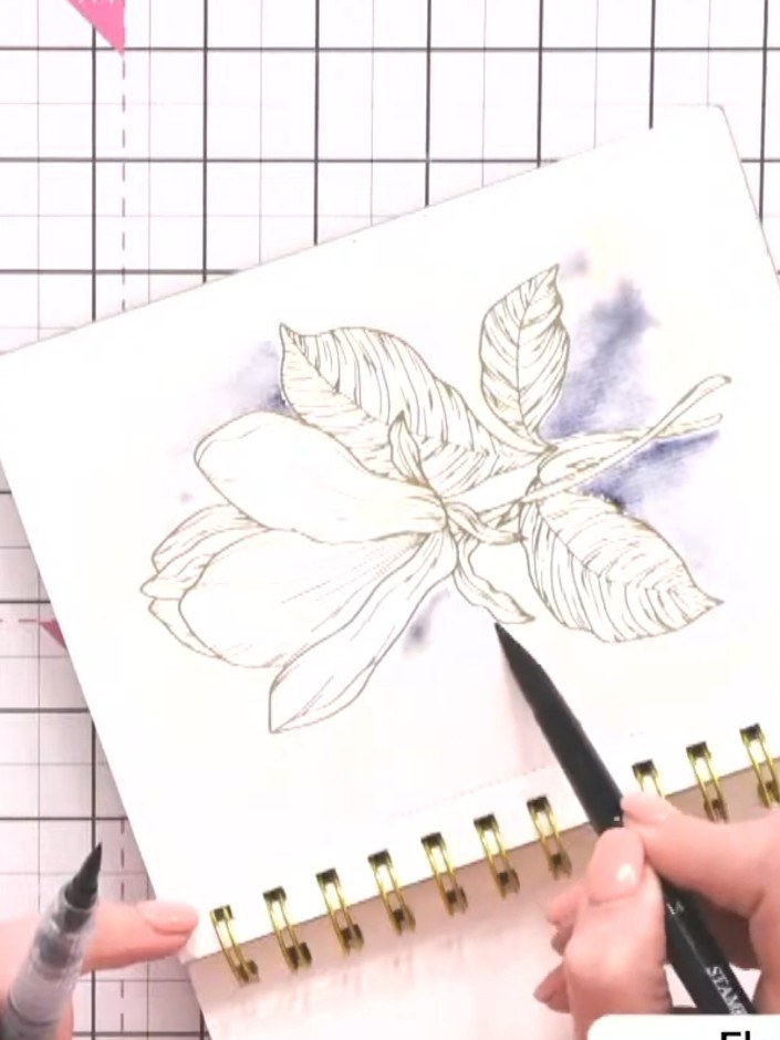 Step 3: Squeeze ink from a watercolour pen marker (such as blue steel shade) onto a glass mat or palette to release th