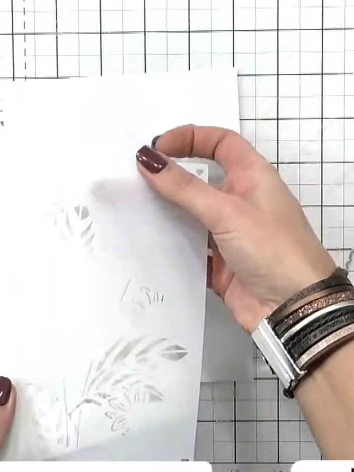 Step 1: Gather your six numbered stencils and line them up using the heart registration marks in the corner. Alternati