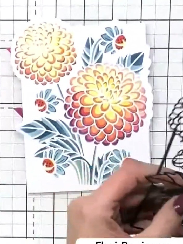 Step 12: Add a sentiment stamp to complete your card, or leave it as is for a beautiful floral design. The layered sten