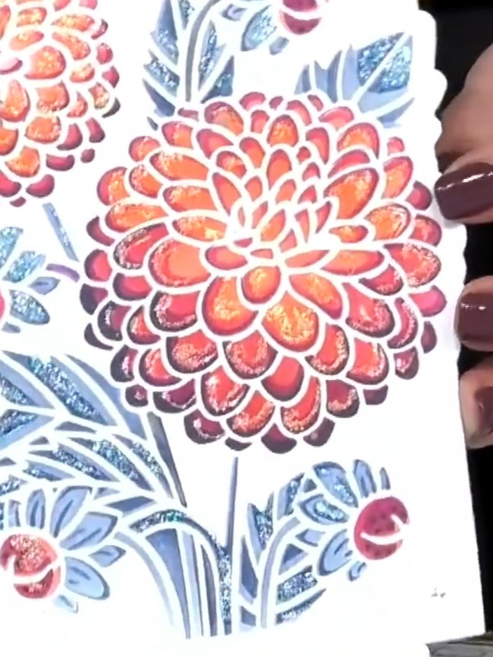 Perfect Blooms Layering-Schablonenkarte mit gestanzter Kartenform - the finished project