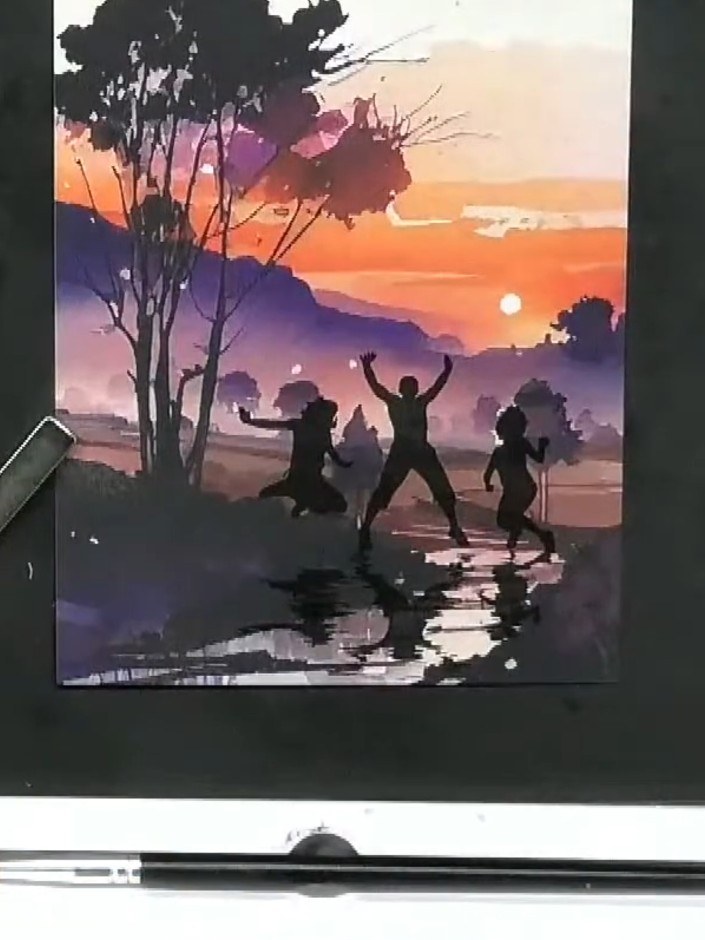 Step 6: Stamp the tree silhouette image onto your card using black ink. Position the stamp carefully to leave the desi