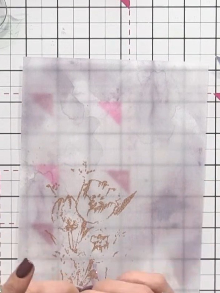 Step 5: Position the vellum topper over the card base and press down firmly to adhere it in place, ensuring any visibl