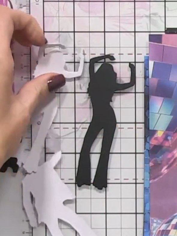 Step 2: Die-cut silhouettes of dancing figures from black cardstock using the dies from the Step to the Groove collect