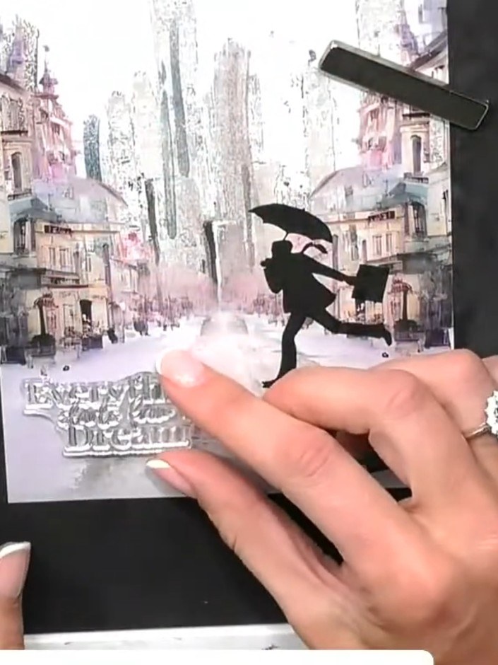 Step 8: Optional: Add sparkle or glitter glue to the reflection area beneath the silhouette to suggest moisture or wet
