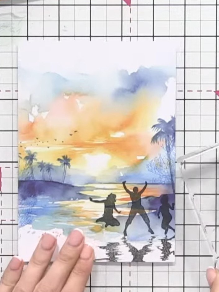 Step 8: Using the black reflection stamp, add small details like grass or additional elements to ground the scene at t