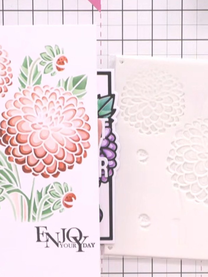 Step 6: Turn the stencil upside down and position it at the top of your card. This creates a cascading design flowing 