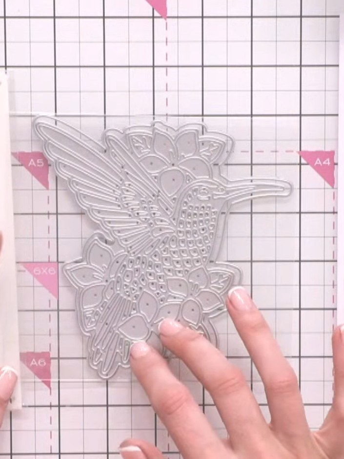 Step 4: Use the coordinating die from the Set Me Free stencil and die set to cut out the hummingbird shape. This will 