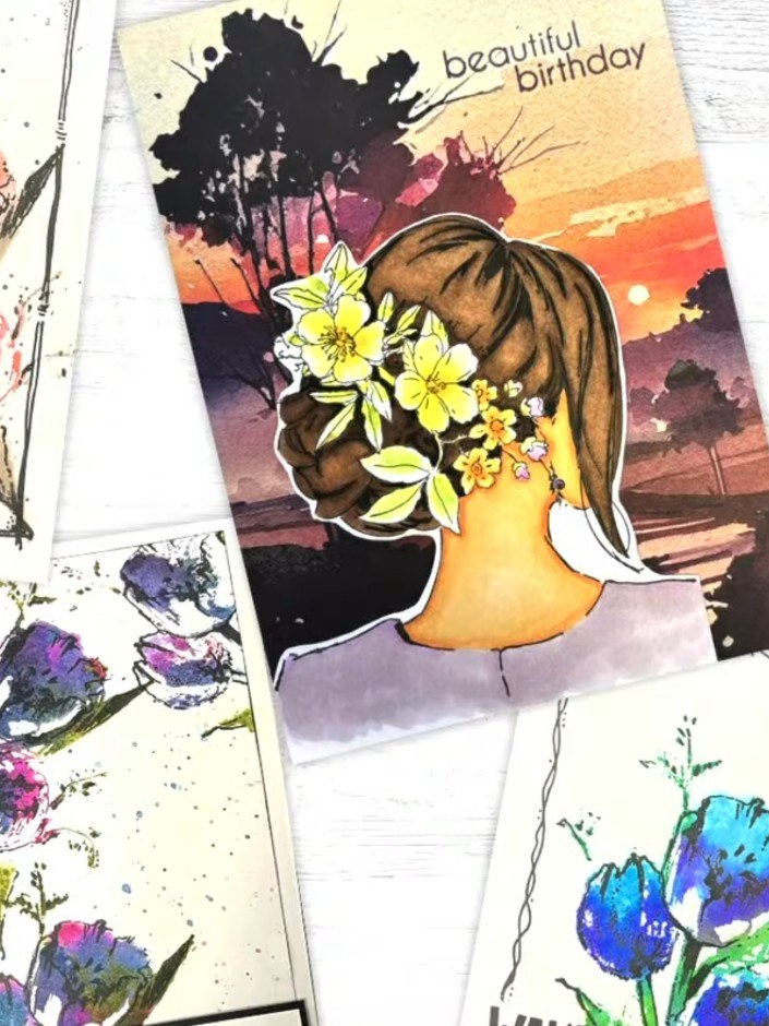 Step 1: Select the solid portion of your Floral Magic lamination stamp and ink it up with your chosen ink colour using