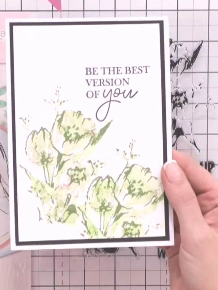 Step 5: Allow the stamped and coloured floral image to dry completely before proceeding to the next step.