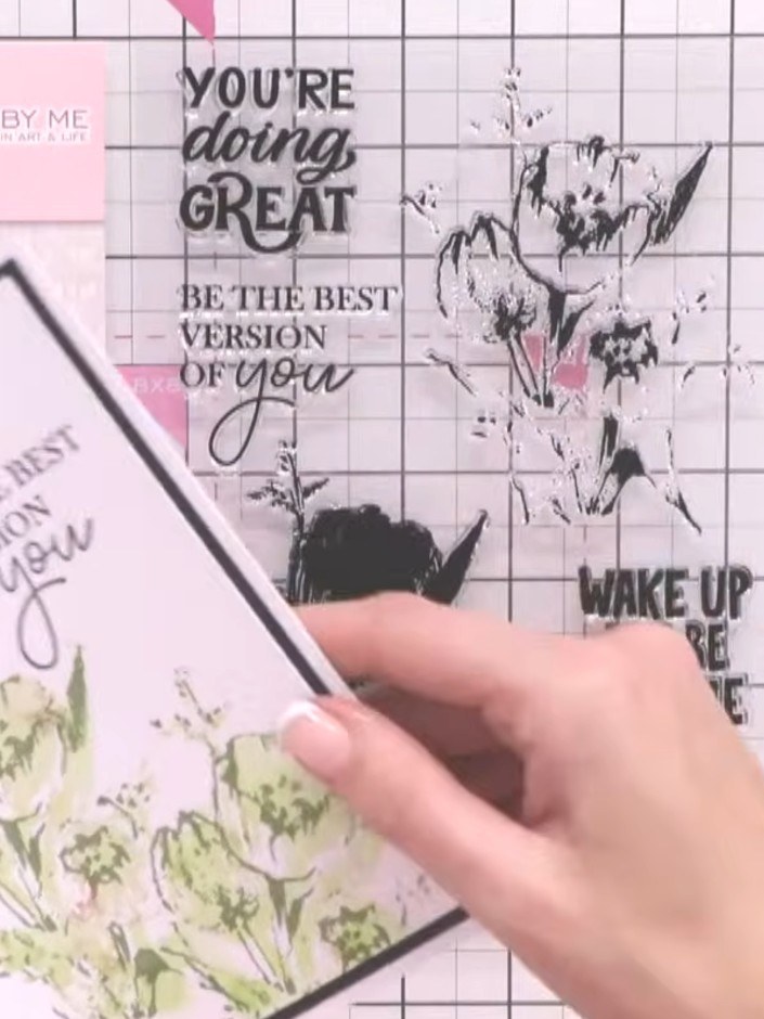 Step 6: For a different look, use just the solid floral stamp on its own without the outline stamp. This creates a sim