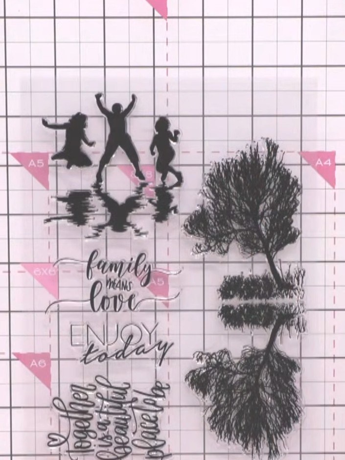 Step 3: Ink up the silhouette stamp from the Reflection Collection set. Stamp the image onto your card base, positioni