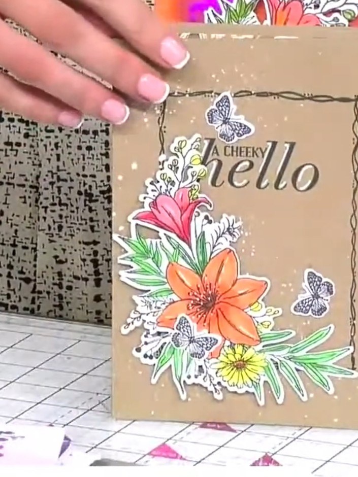 Watercolour Floral Card with Pre-printed Template - the finished project