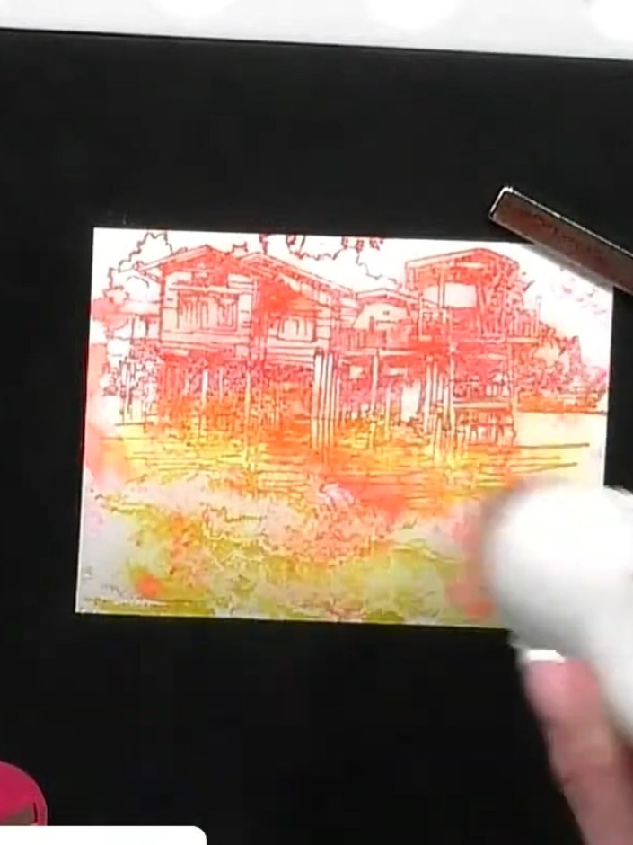 Step 7: Stamp a sentiment onto decorative backing paper using black ink.