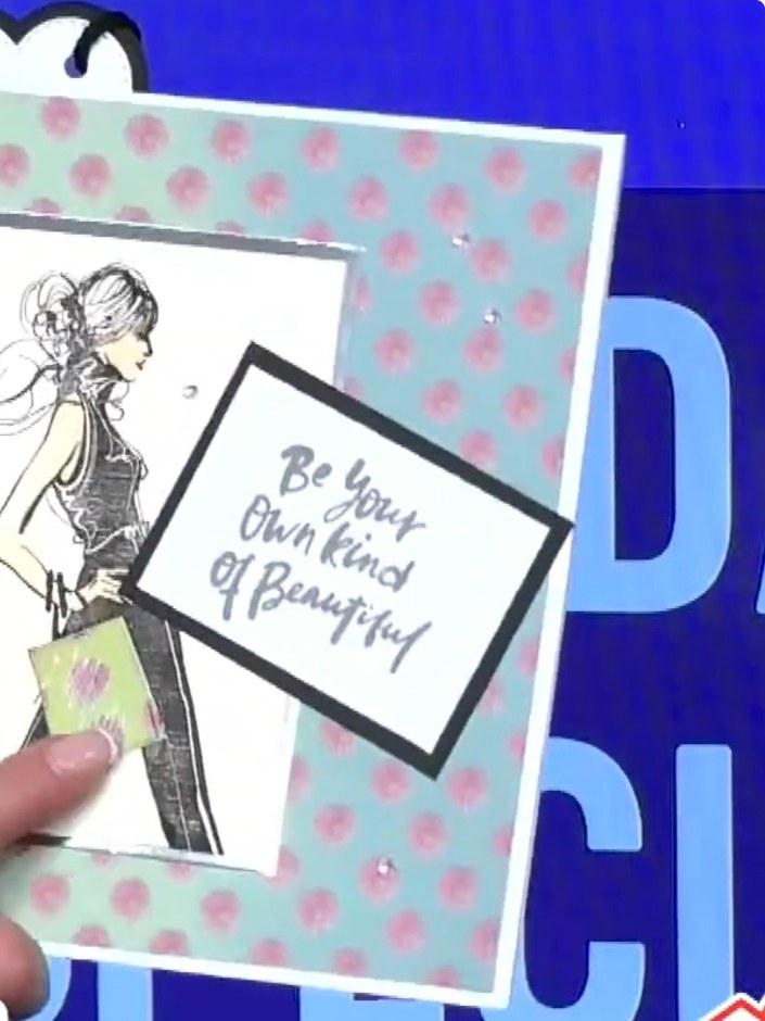 Step 6: Mount the finished stamped design onto your card base. Add a decorative frame or border if desired to complete