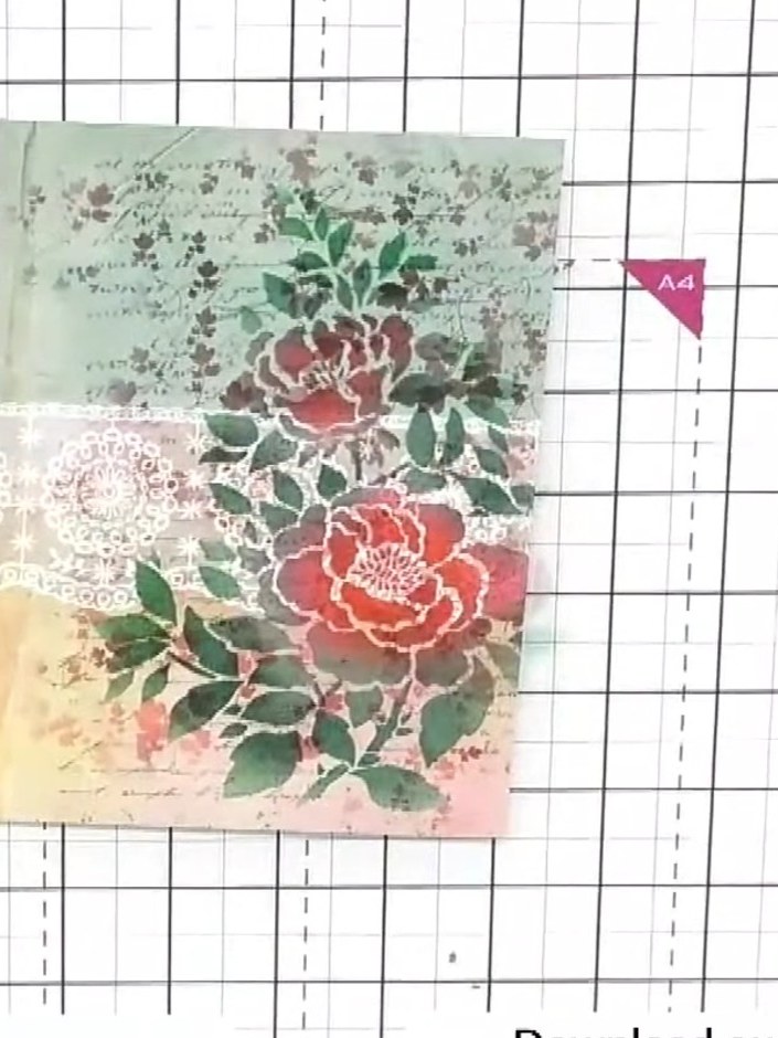 Stencilled Floral Card with Multi-Colour Blending - the finished project