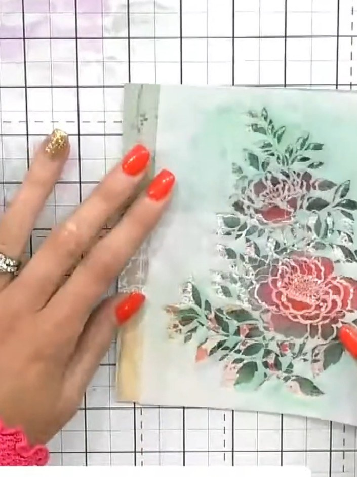 Step 1: Review your stencilled floral design and identify areas that appear too dark or need softening. Look for secti