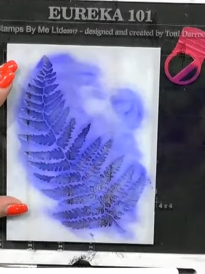 Step 6: Reposition the fern stencil slightly offset from the original placement (moving it down, left, right or above)