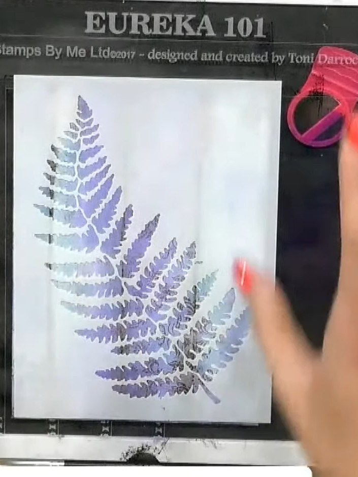 Fern Stencil Card with Layered Shadow Effect - the finished project