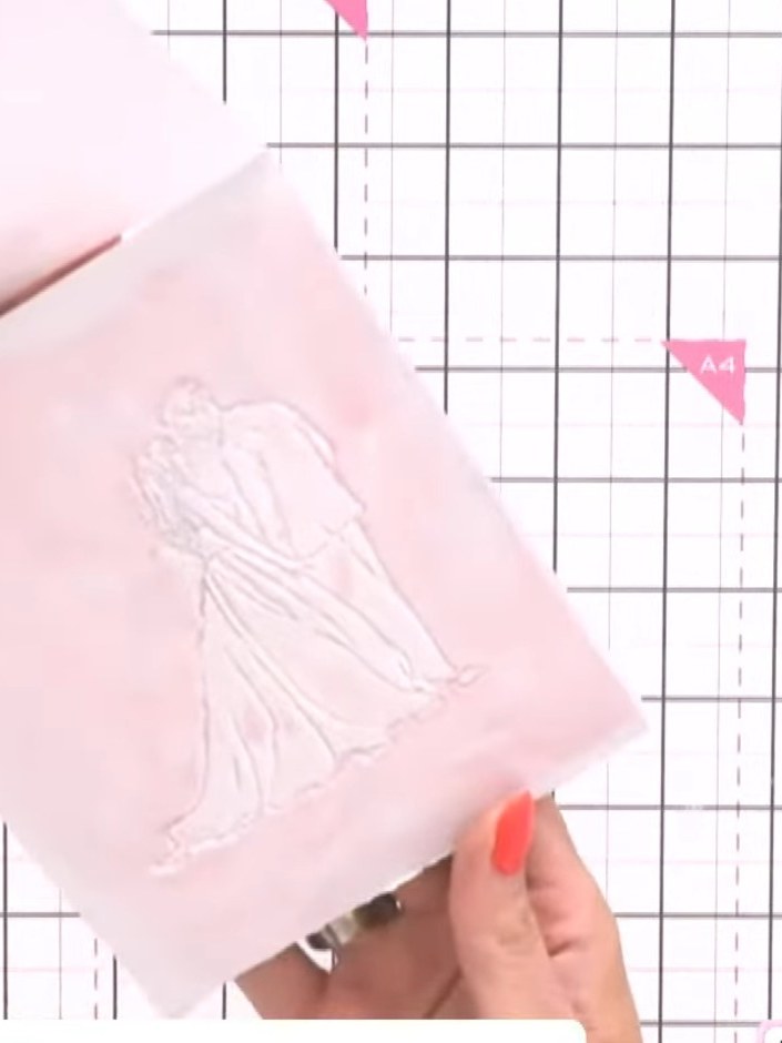 Inked Bride and Groom Embossed Card with Watercolour Spray Effect - the finished project