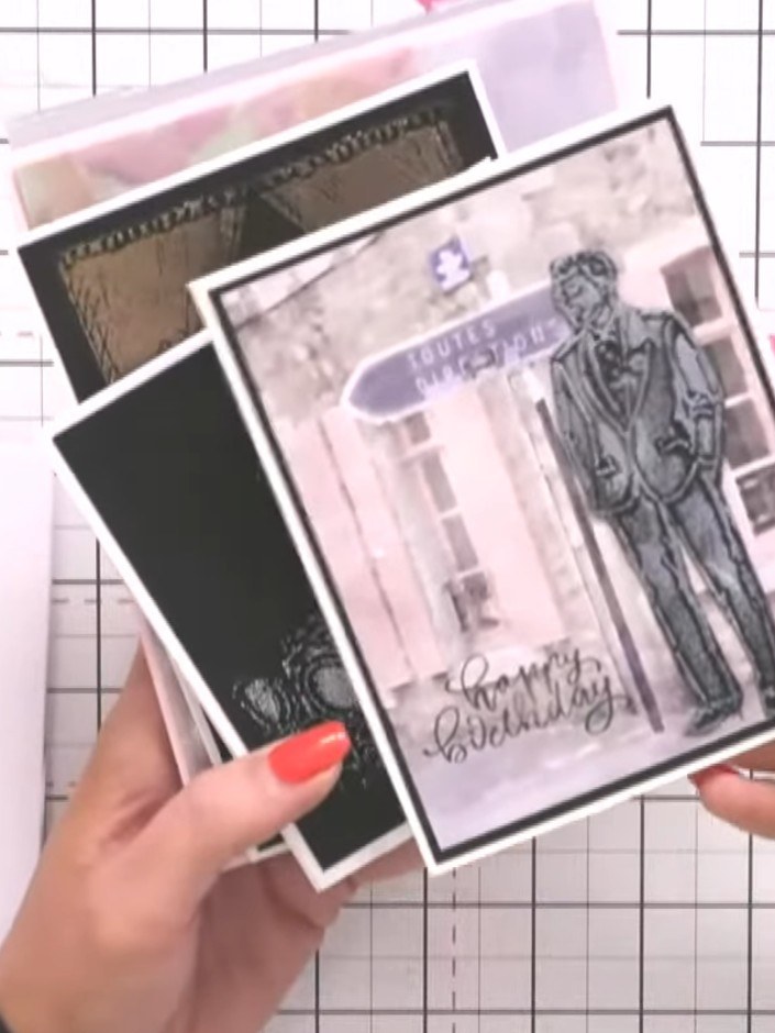 Jasper Gentleman Reflection Card with Watercolour Flowers - the finished project