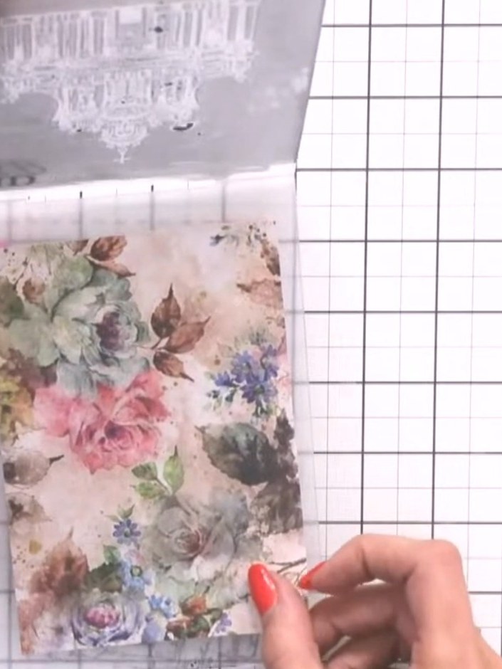 Step 4: Place the inked embossing folder over the painted mount and run through a die-cutting machine to transfer the 