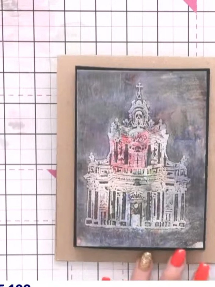 Inky Abbey on Painted Mount Card - the finished project