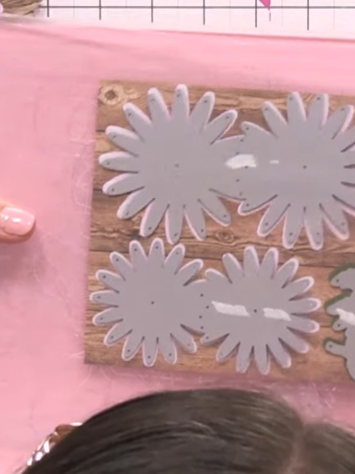 Step 5: Place the die-cut plate with your paper onto the pink cutting platform. Run the paper and die plate through yo