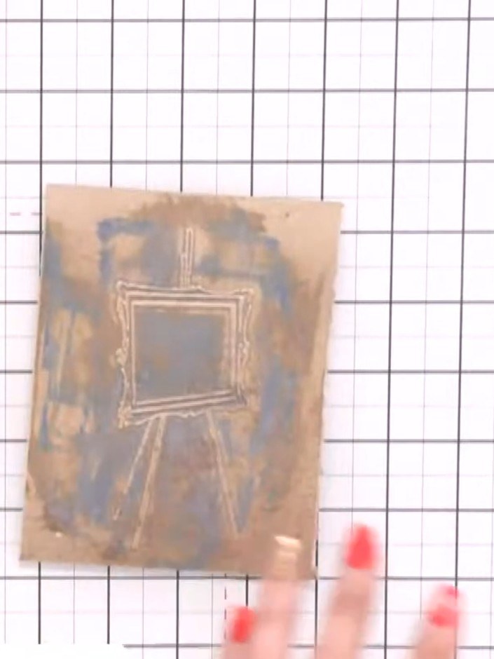 Step 7: Stamp a sentiment such as 'You are amazing' into the easel opening using white ink. Apply the ink to the stamp