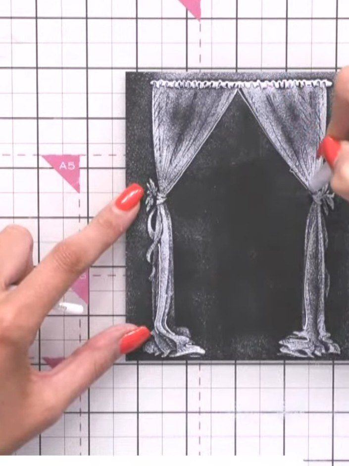 Cabaret Curtains Card with Chalkboard Effect - the finished project