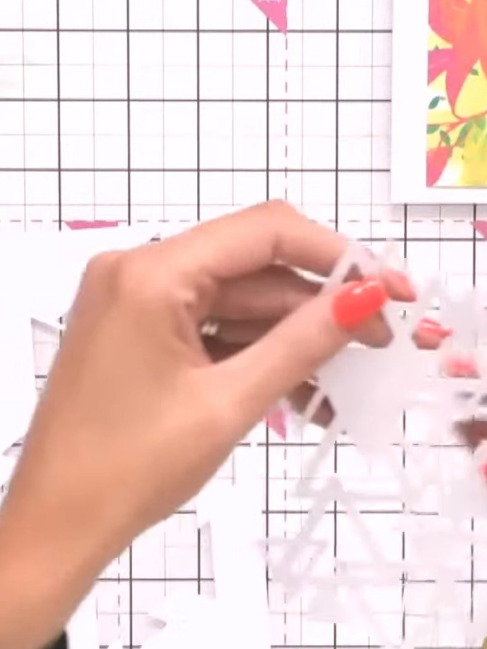 Step 4: Stamp the reveal sentiment onto the white waist area of your card base using the triangular stamp positioned u
