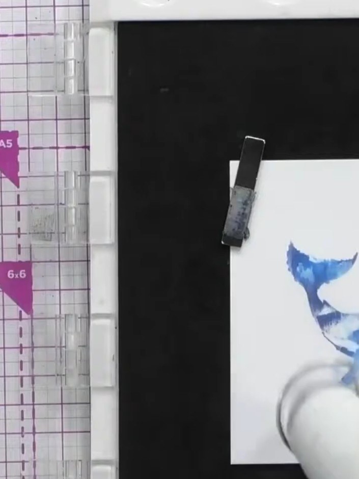 Step 2: Stamp the whale image three times onto white cardstock using different complementary colours of distress oxide